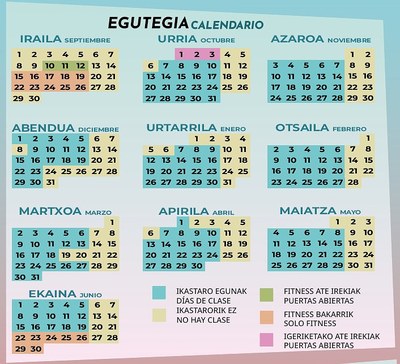 Ikastaroetako egutegia